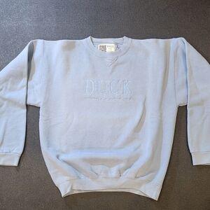 Blue Crewneck Sweater with Ribbed Cuffs